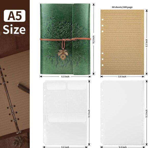 PU Leather Journal Notebook, Refillable Travel Vintage Writing Journals Diary - Picture 2 of 6